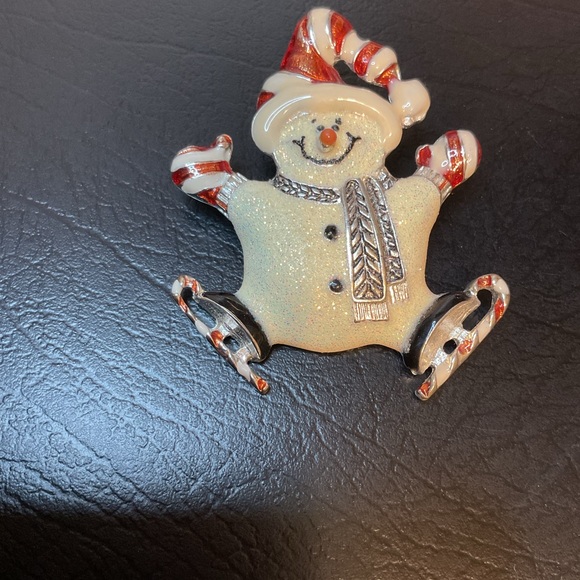 Festive Snowman Brooch with Red and Silver pin brooch - Picture 5 of 5